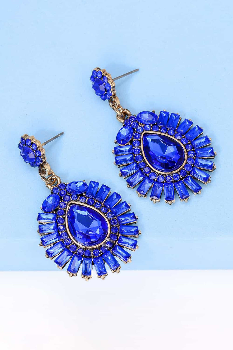 Blake Teardrop Shape Glass Stone Dangle Earrings