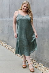 Ariana Full Size Satin Midi Slit Dress