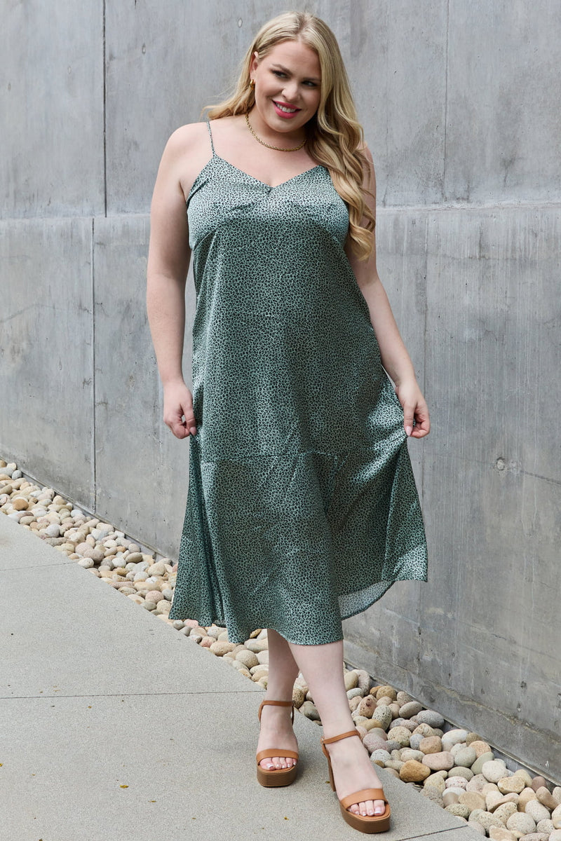 Ariana Full Size Satin Midi Slit Dress