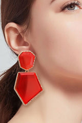 Luisa Geometrical Shape Zinc Alloy Frame Resin Dangle Earrings