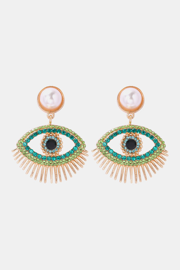 Maureen Evil Eye Shape Rhinestone Zinc Alloy Synthetic Dangle Earrings