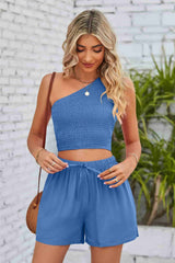 Halle One-Shoulder Sleeveless Top and Shorts Set
