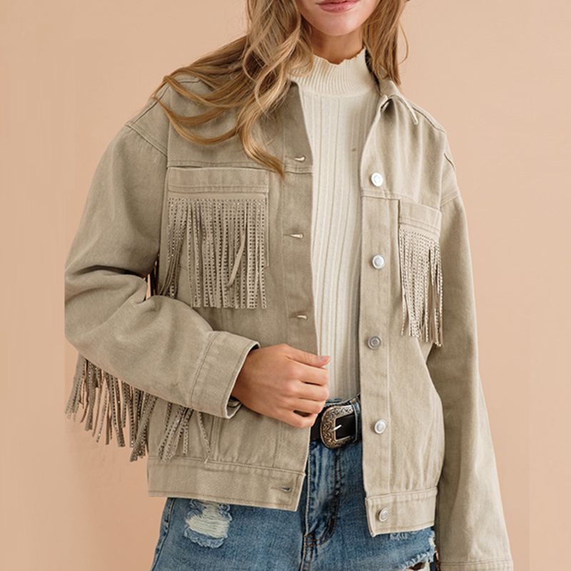 Amara Fringe Detail Dropped Shoulder Denim Jacket