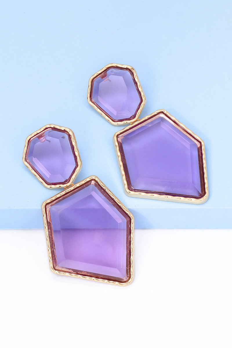 Luisa Geometrical Shape Zinc Alloy Frame Resin Dangle Earrings