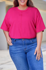 Lorraine Plus Size Round Neck Dropped Shoulder Tee