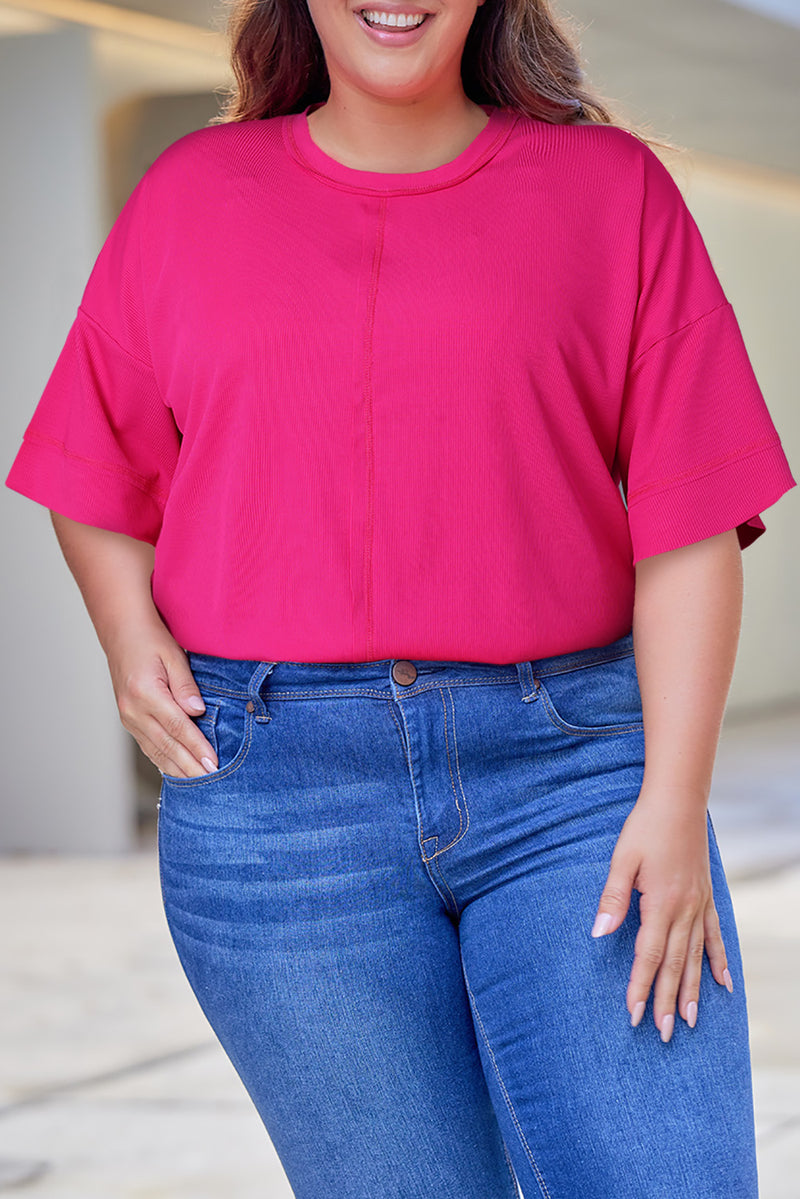 Lorraine Plus Size Round Neck Dropped Shoulder Tee
