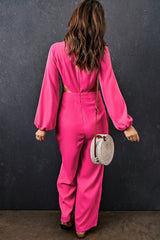 Catherine Balloon Sleeve Cutout Plunge Jumpsuit