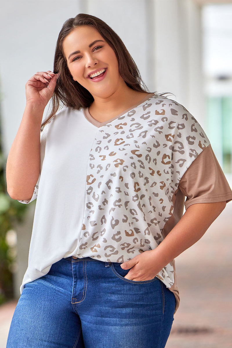 Lucy Plus Size Leopard V-Neck T-Shirt