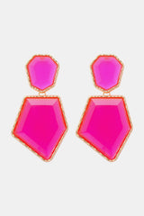 Luisa Geometrical Shape Zinc Alloy Frame Resin Dangle Earrings