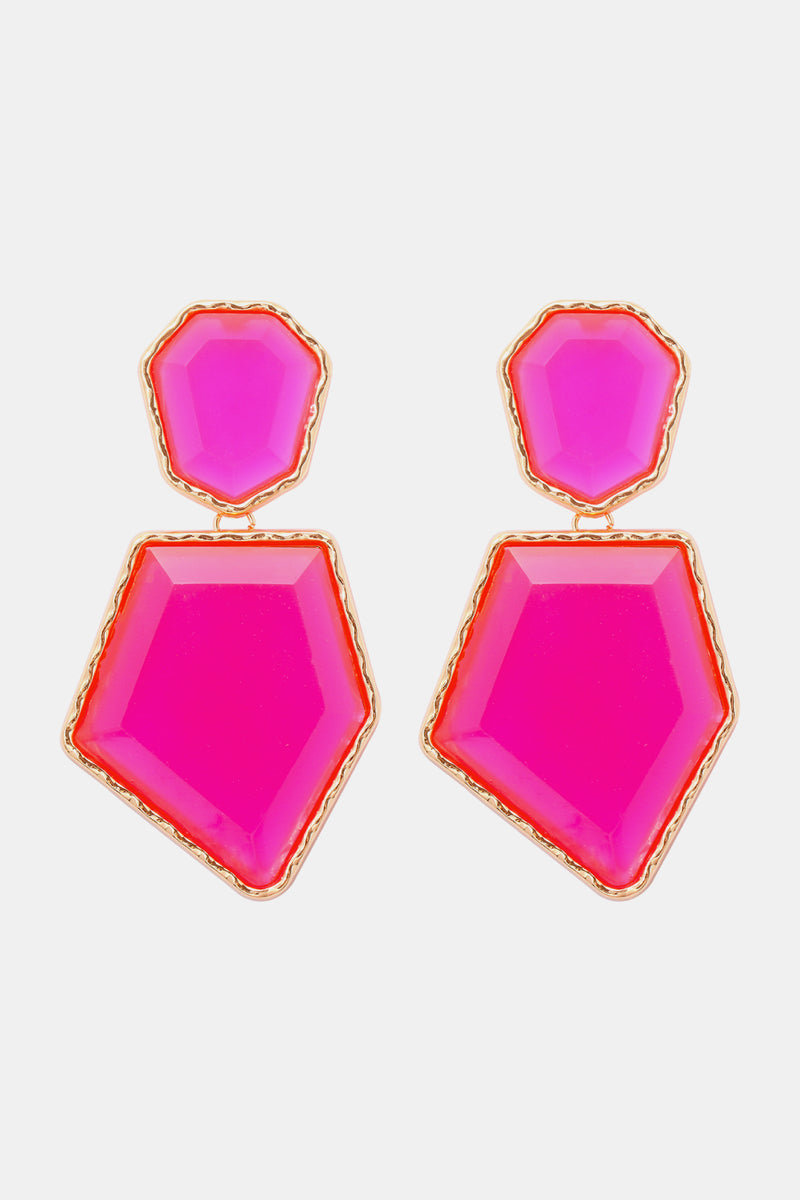 Luisa Geometrical Shape Zinc Alloy Frame Resin Dangle Earrings