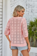 Joyce Ribbed Trim Round Neck Knit Top
