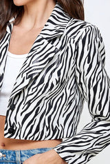 Sofia Zebra-Print Crop Blazer