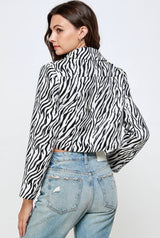 Sofia Zebra-Print Crop Blazer