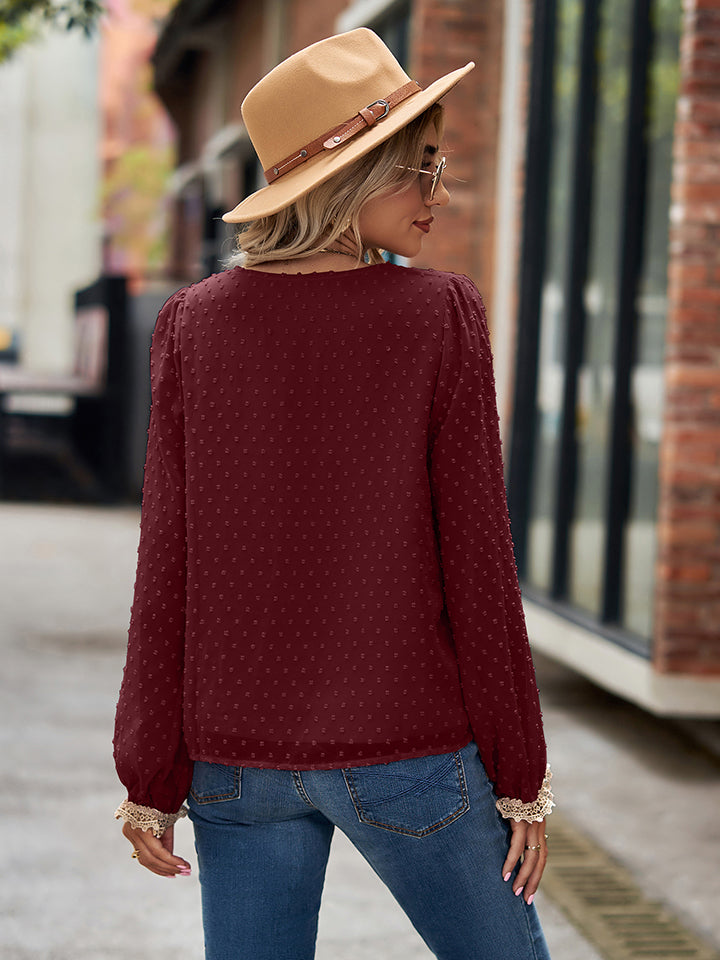 Halo V-Neck Long Sleeve Blouse