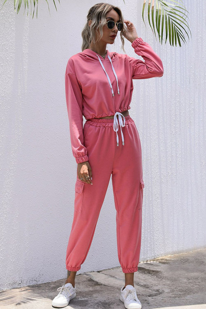 Matilda Hem Cropped Hoodie and Cargo Joggers Set