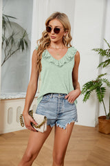 Lacey Ruffle V-Neck Tank Top