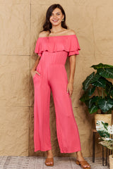 Adora Full Size Off-Shoulder Jumpsuit with Pockets