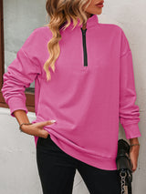 Octavia Zip-Up Dropped Shoulder Sweatshirt