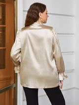 Ivy Plus Size Flounce Sleeve Band Collar Shirt