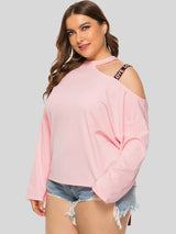 Leah Plus Size Cold-Shoulder Round Neck Blouse