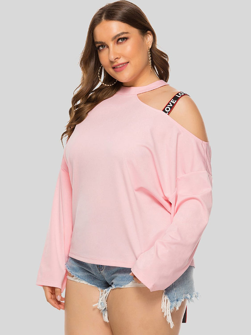 Leah Plus Size Cold-Shoulder Round Neck Blouse