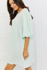 Minerva Full Size Puff Sleeve Mini Dress