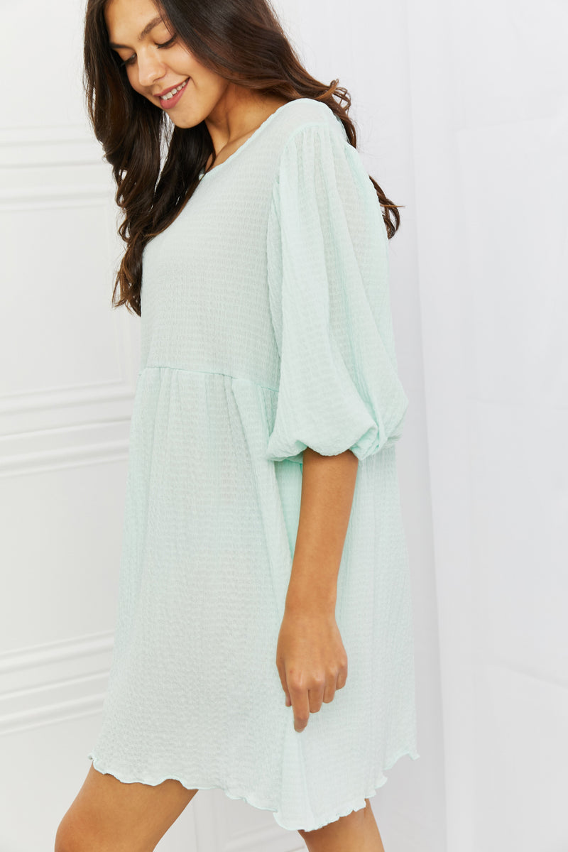 Minerva Full Size Puff Sleeve Mini Dress