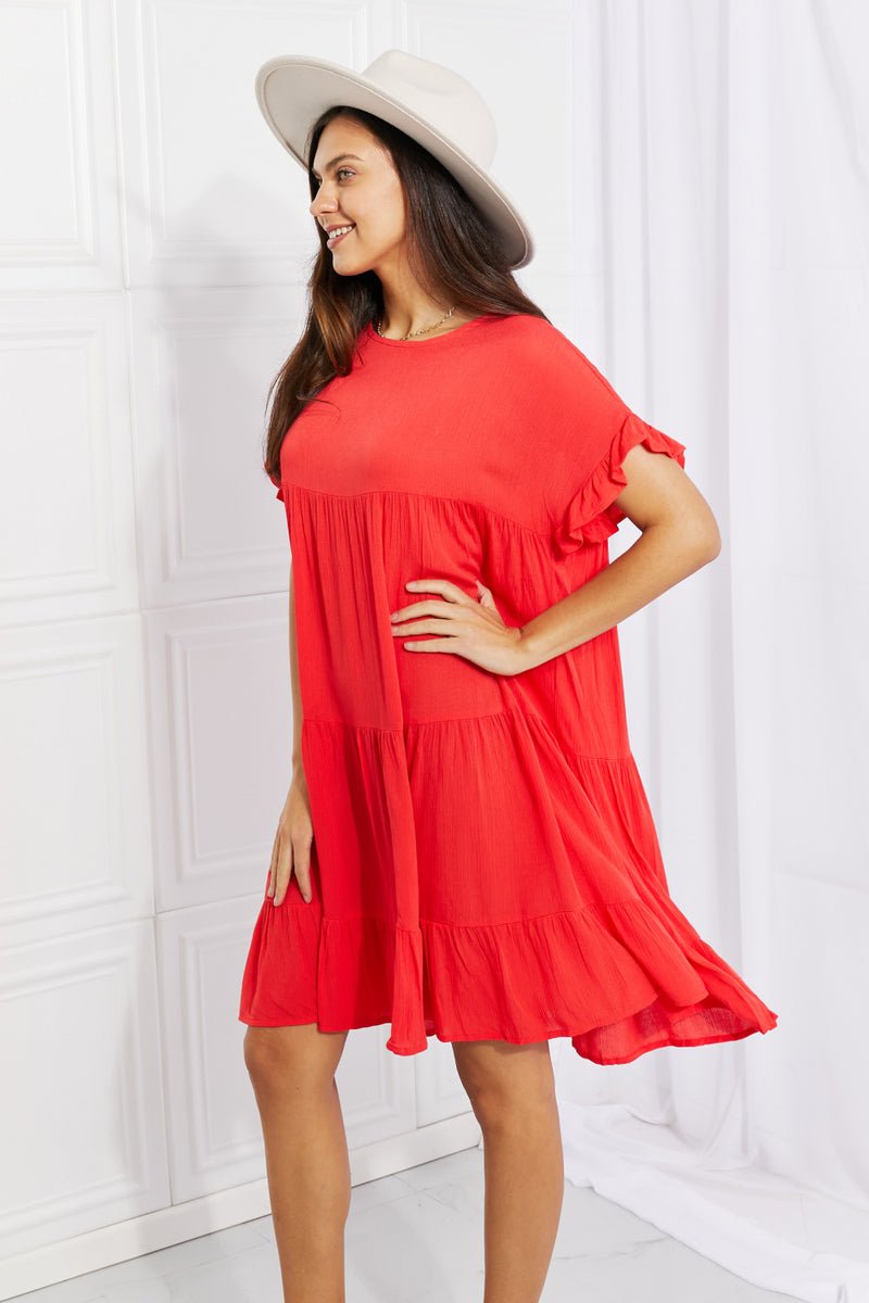 Tessa Full Size Tulip Fields Tiered Midi Dress