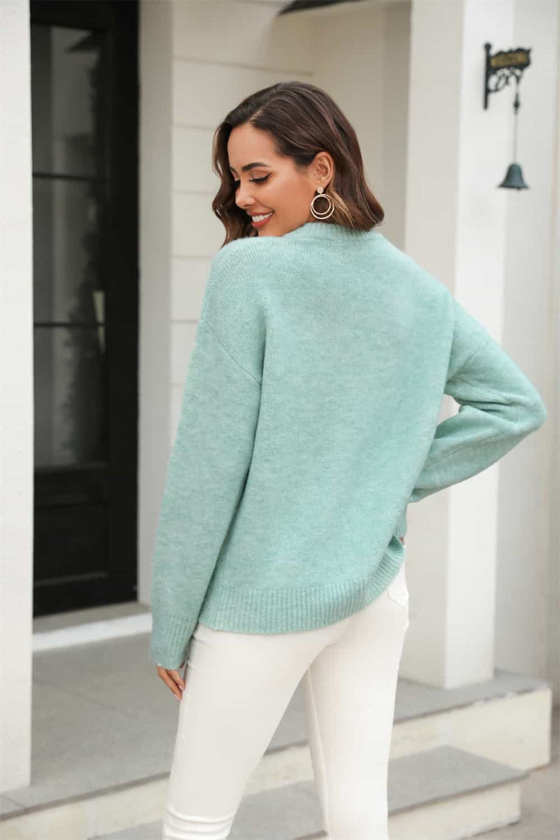 Teresa Round Neck Ribbed Long Sleeve Sweater