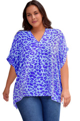 Ingrid Plus Size Printed Notched Neck Half Sleeve Top