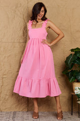 Vienna Full Size Ruffle Sleeve Flare Midi Dress