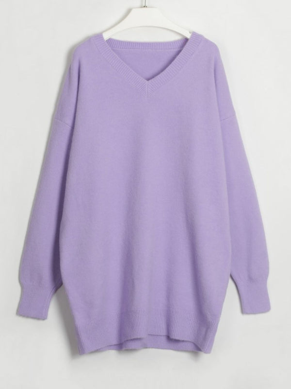Miracle V-Neck Dropped Shoulder Sweater Dress