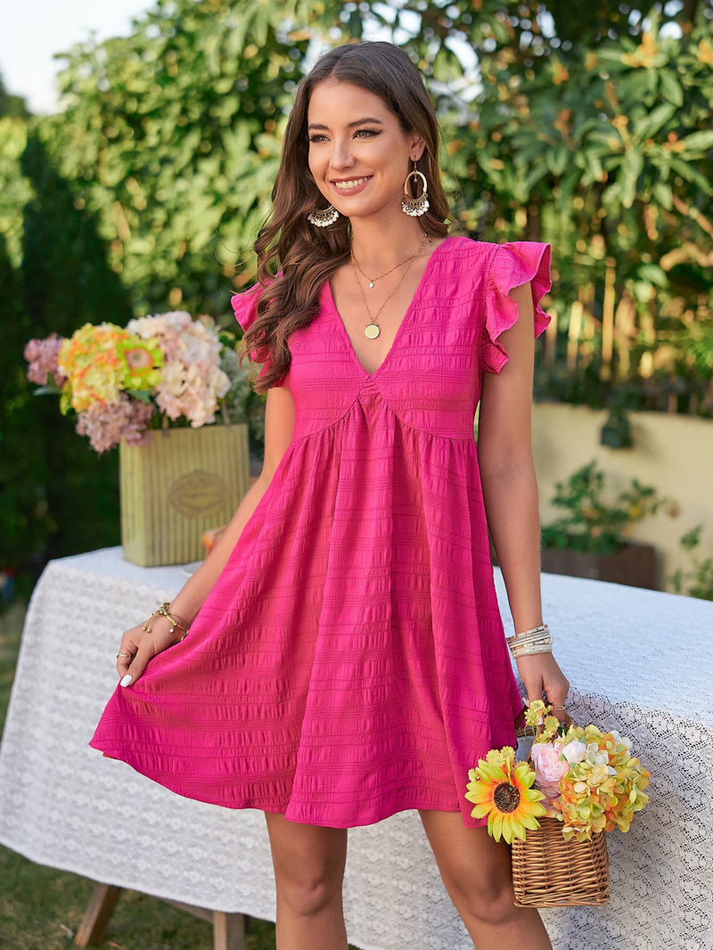 Candace V-Neck Flutter Sleeve Dress