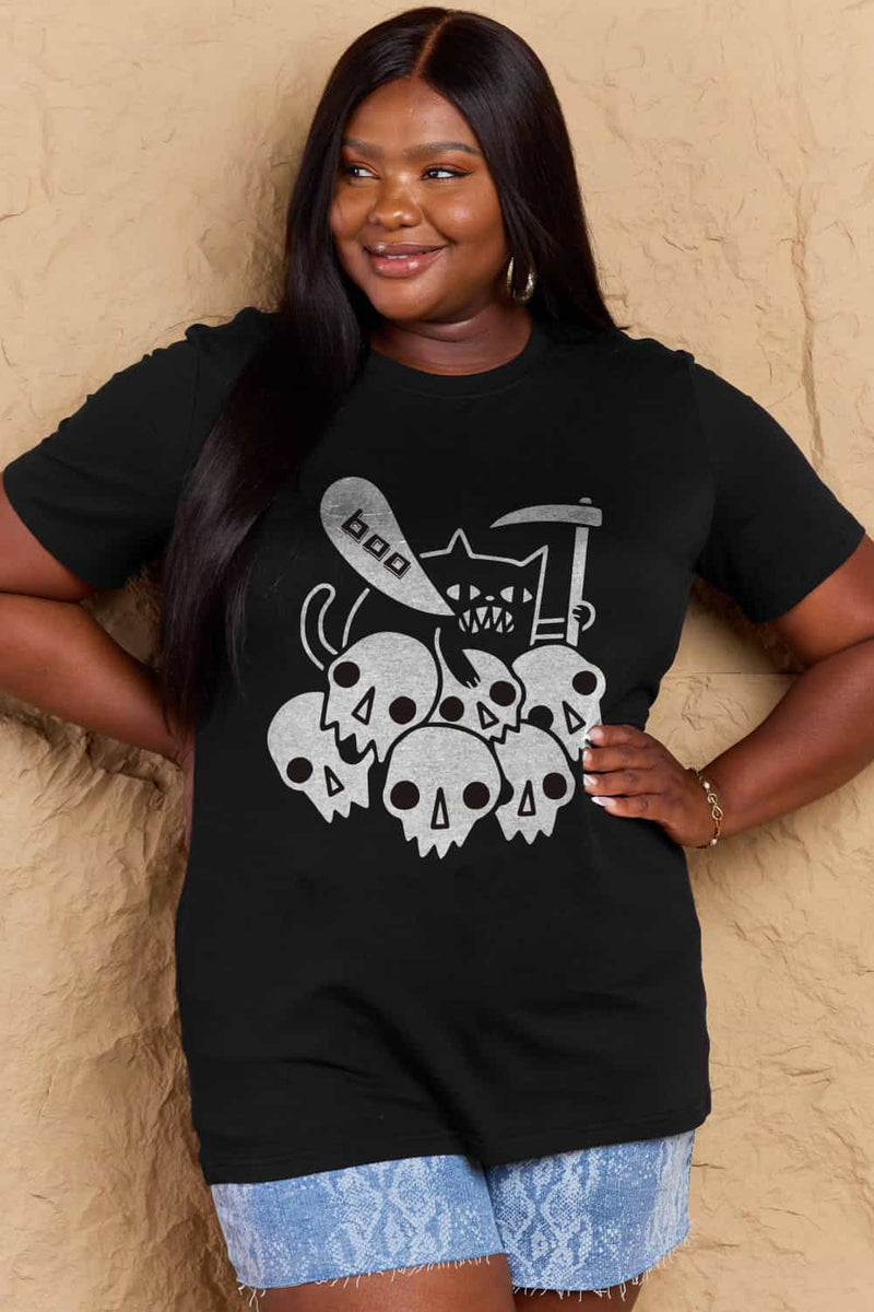 Priscilla Full Size Graphic BOO Cotton T-Shirt