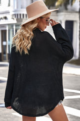 Saige Waffle-Knit Collared Neck Dropped Shoulder Shirt