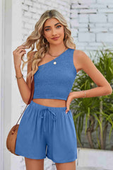 Halle One-Shoulder Sleeveless Top and Shorts Set