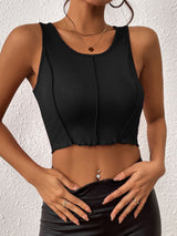 Alberta Exposed Seam Scoop Neck Cropped Tank
