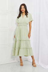 Ruby Sleeve Maxi Dress in Honeydew