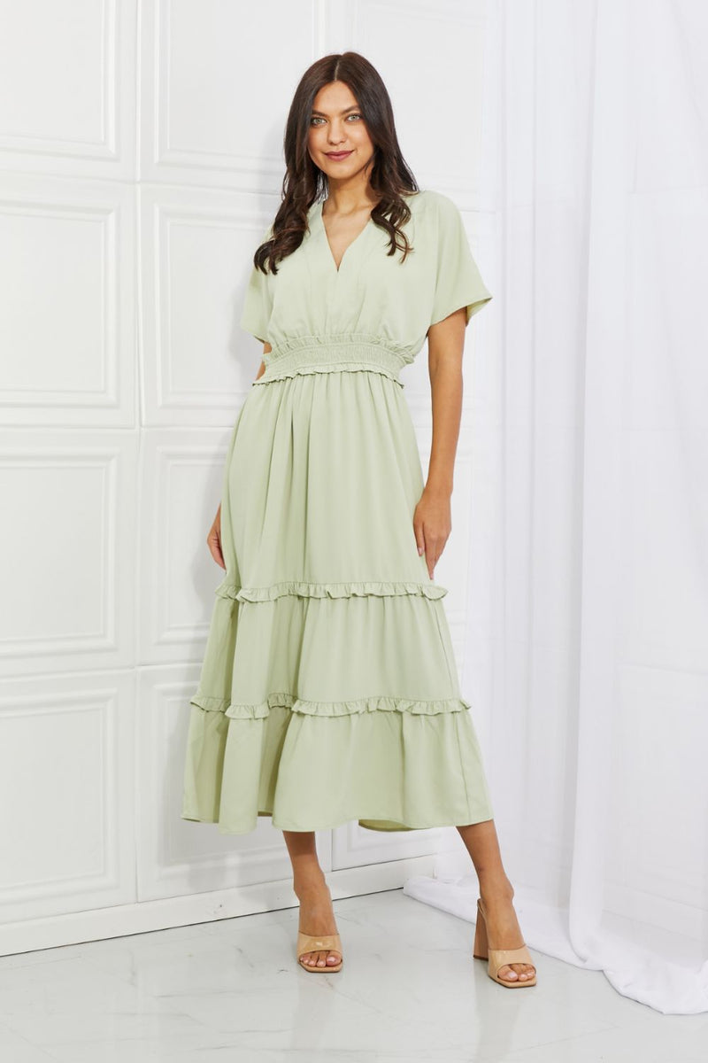 Ruby Sleeve Maxi Dress in Honeydew