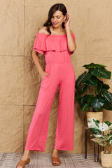 Adora Full Size Off-Shoulder Jumpsuit with Pockets