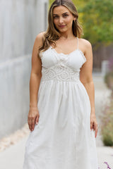 Jasmine Full Size Lace Detail Sleeveless Lace Midi Dress