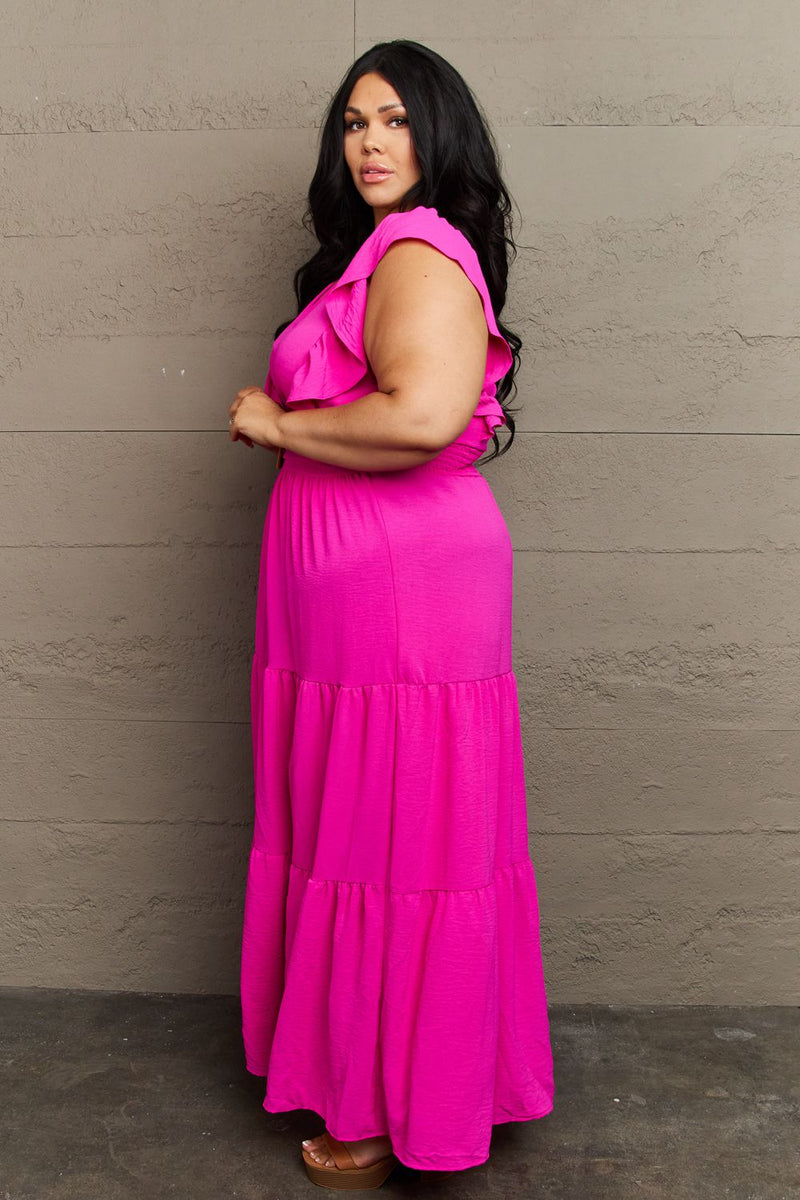 Amber Plus Size Tiered Side Slit Maxi Dress