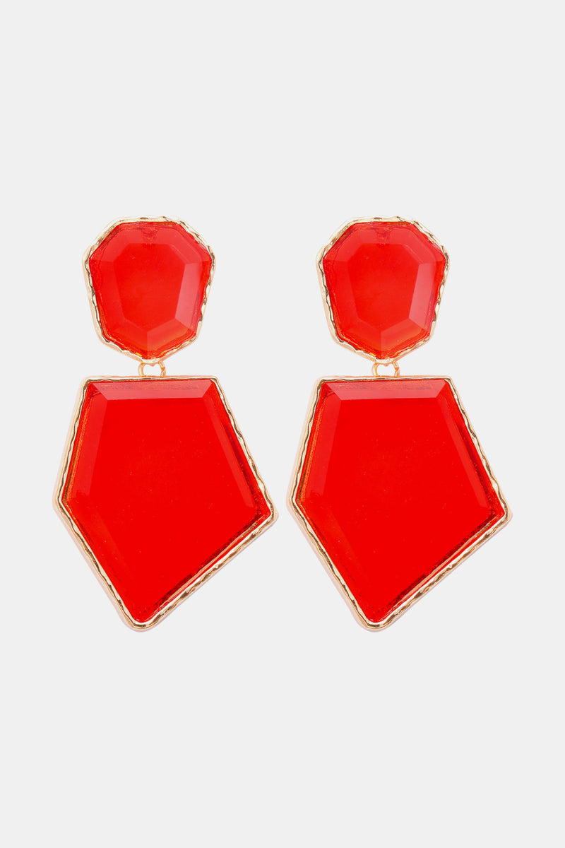 Luisa Geometrical Shape Zinc Alloy Frame Resin Dangle Earrings