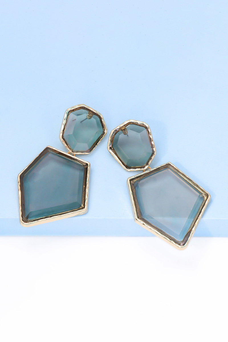 Luisa Geometrical Shape Zinc Alloy Frame Resin Dangle Earrings