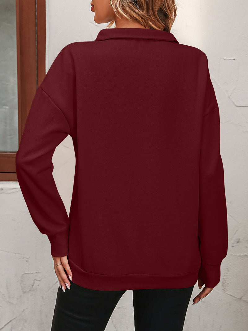Octavia Zip-Up Dropped Shoulder Sweatshirt