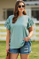 Allie Plus Size Butterfly Sleeve Round Neck Top