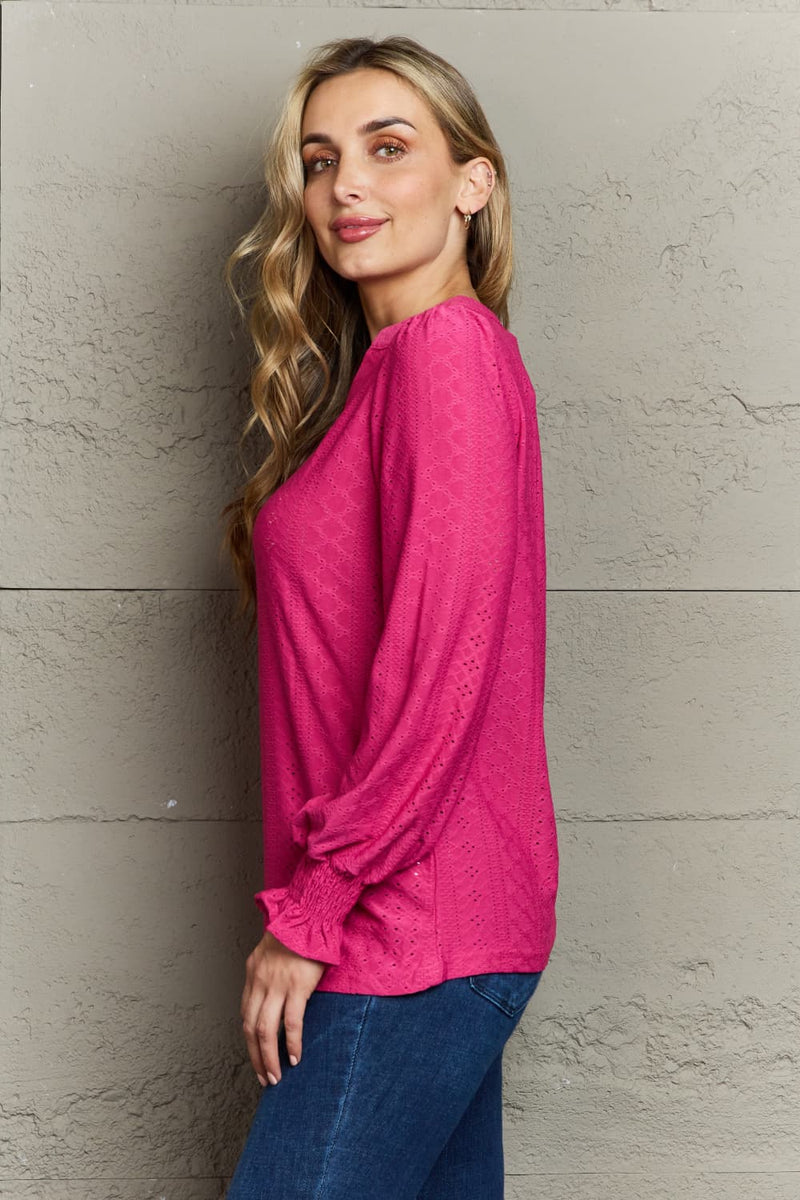 Sylvie Notched Neck Flounce Sleeve Blouse