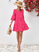 Sabrina V-Neck Flare Sleeve Mini Dress