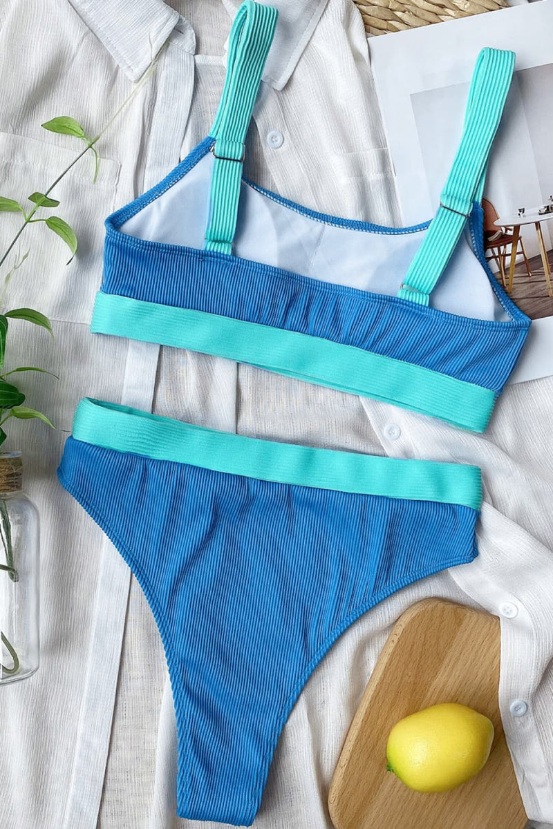 Leona Color Block Scoop Neck Bikini Set