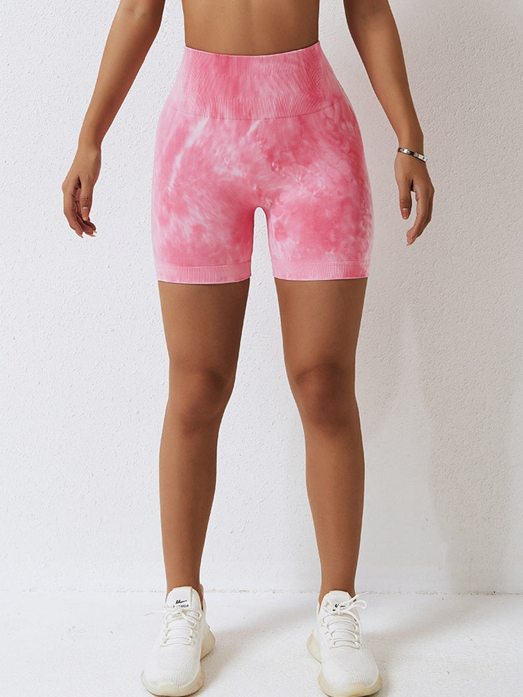 Jocelyn Tie Dye Wide Waistband Slim Fit Sports Shorts